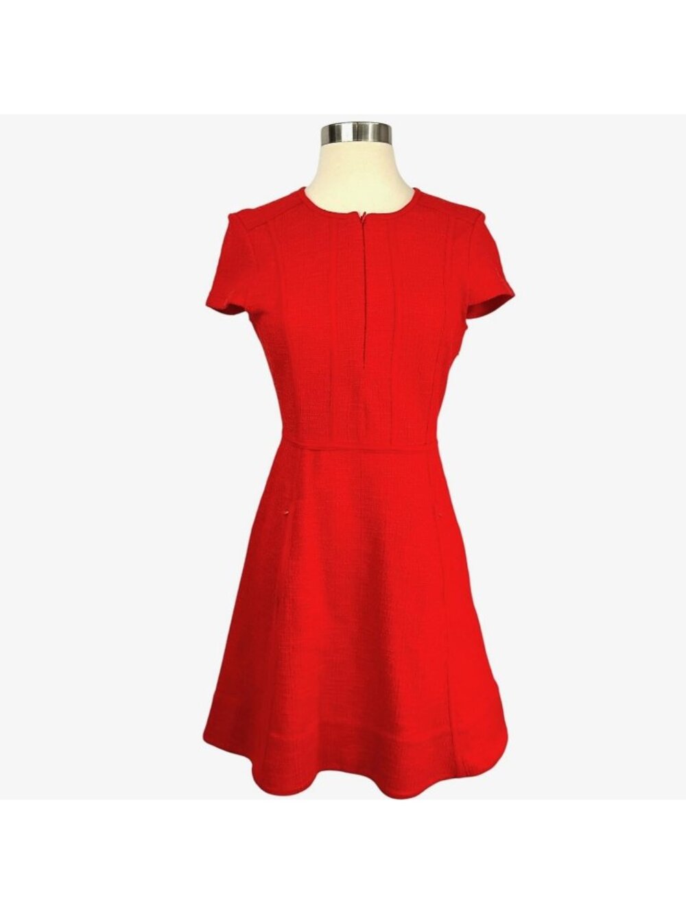 NWT ME+EM Textured Jersey Dress Womens 4 Orange Short Sleeve Fit & Flare Mini